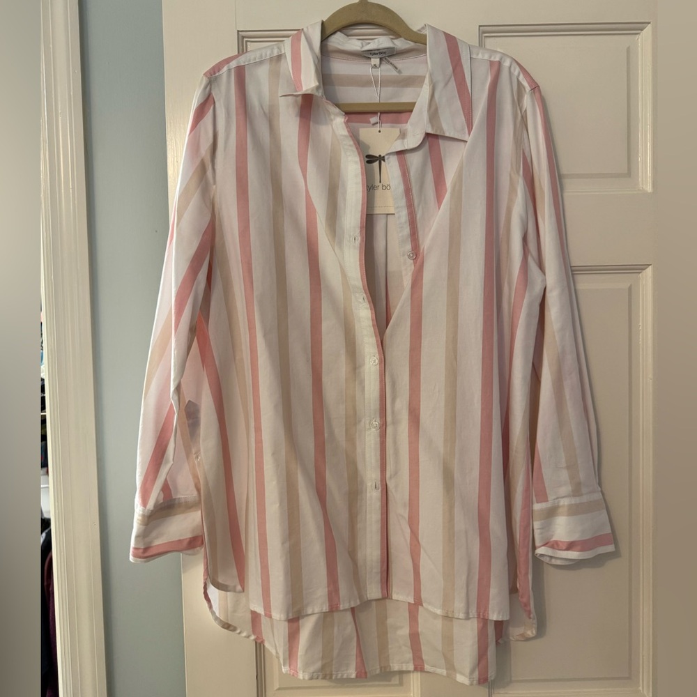 Tyler Boe Pink and Cream Striped Button Down Shirt